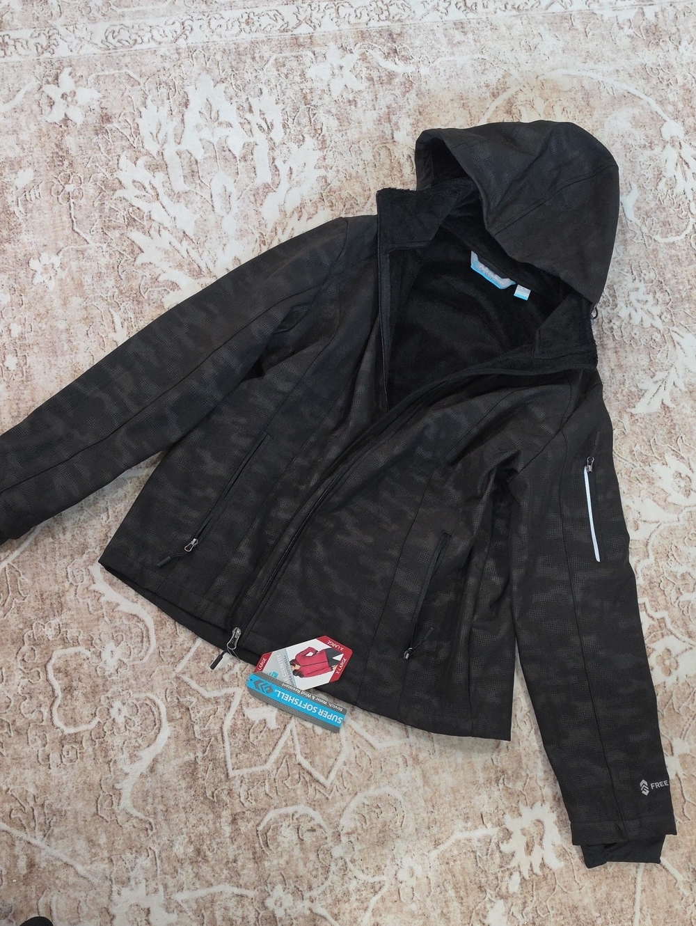Free Country Black Hooded Utility Softshell Jacket